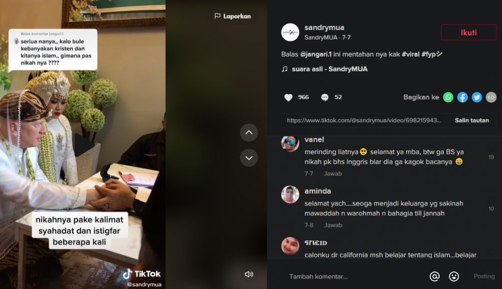Viral perjuangan bule demi menikahi perempuan Indonesia, jadi mualaf