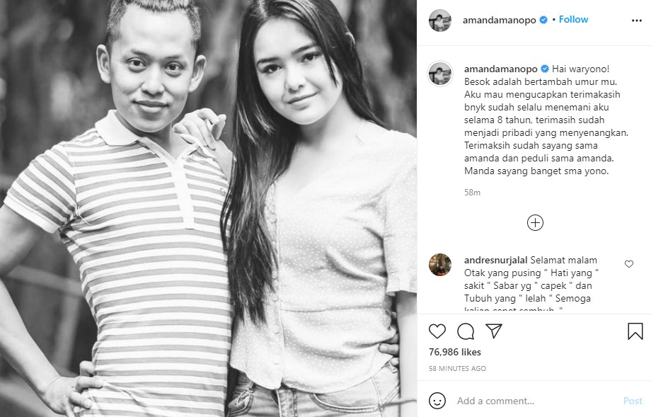 Asisten pribadi akan ulang tahun, ini ucapan menyentuh Amanda Manopo