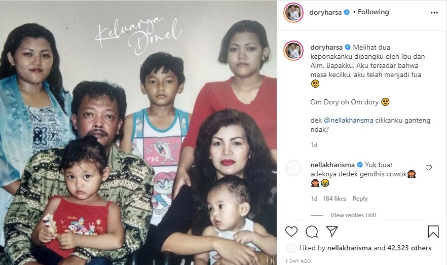 Dory Harsa unggah foto masa kecil, respons Nella Kharisma bikin kaget