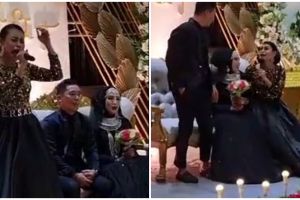 Aksi kocak tamu di resepsi, lyp sync sampai minta pangku mempelai pria
