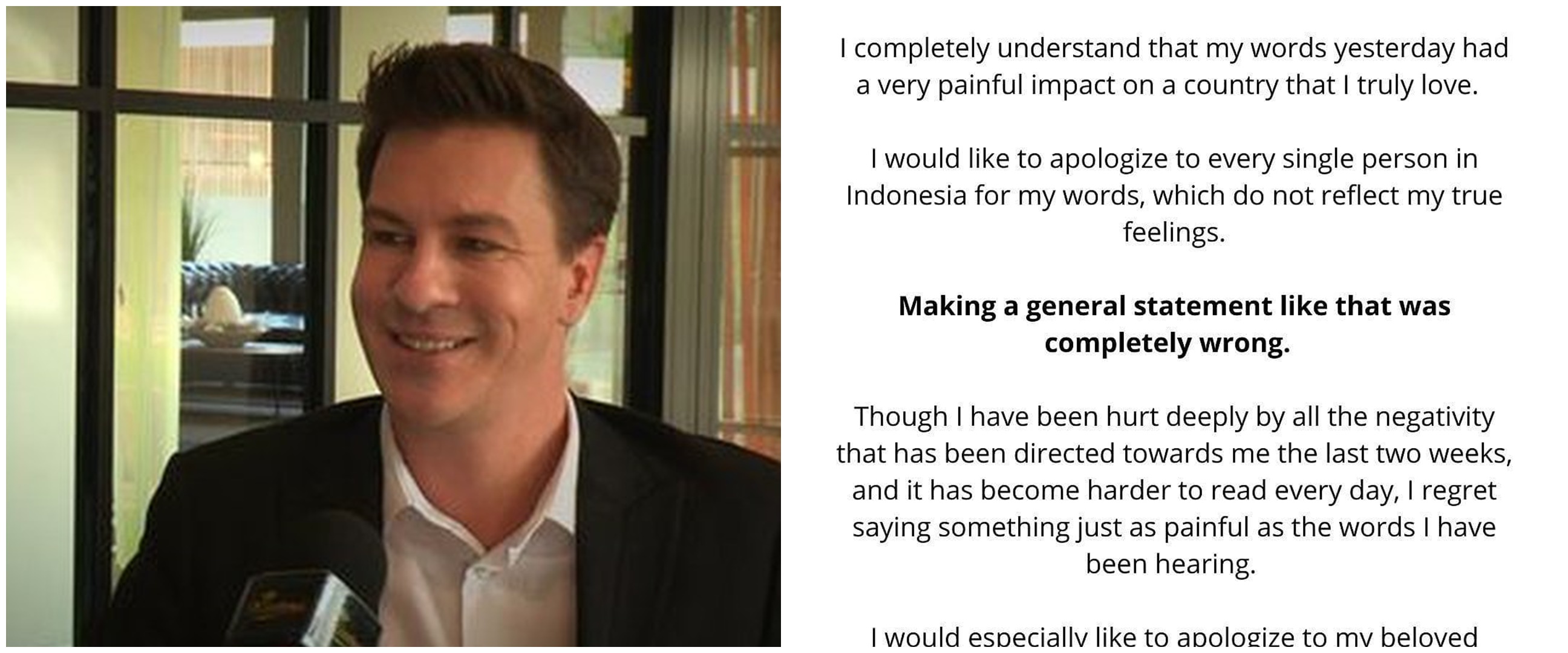 Usai dituding menghina Indonesia, Andre Sleigh minta maaf