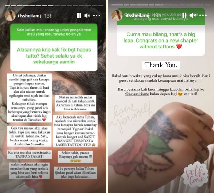 Sheila Marcia putuskan hapus tato, alasannya bikin salut