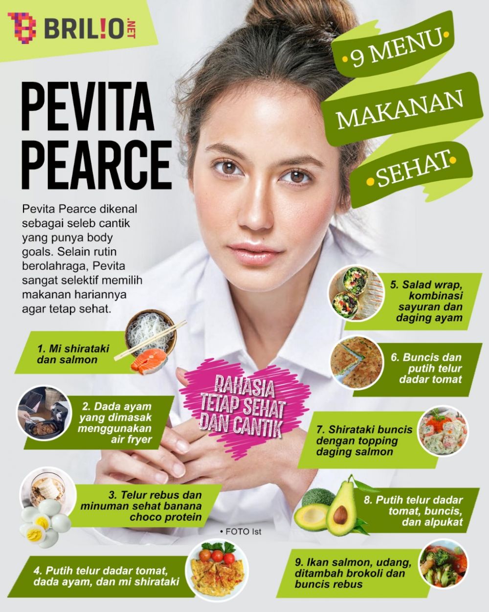 9 Menu makanan sehat Pevita Pearce ini bikin fit dan bugar