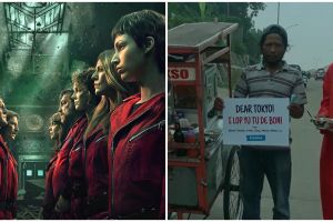 Ramai aksi bagi-bagi duit pakai kostum film Money Heist, ini faktanya