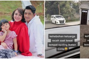 Viral sekeluarga lewat lokasi syuting Ikatan Cinta, reaksinya heboh