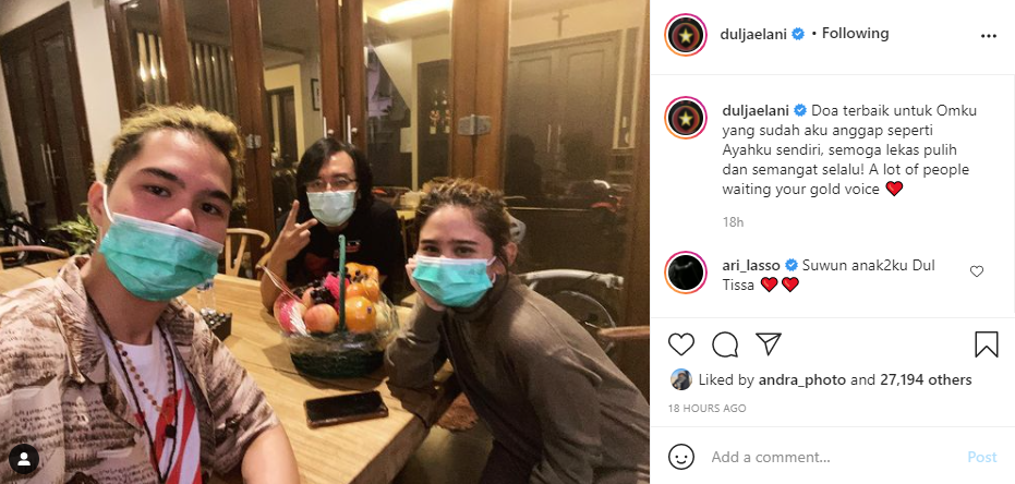 Jenguk Ari Lasso, penampilan Dul & Tissa Biani disebut bak anak kembar