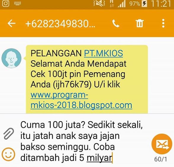 27 Balasan SMS penipuan ini kocak, penipu tak berkutik dikerjain balik