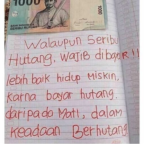23 Tulisan lucu larangan utang di warung, bikin yang baca keder duluan