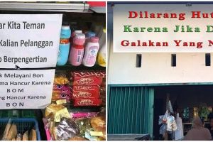23 Tulisan lucu larangan utang di warung, bikin yang baca keder duluan