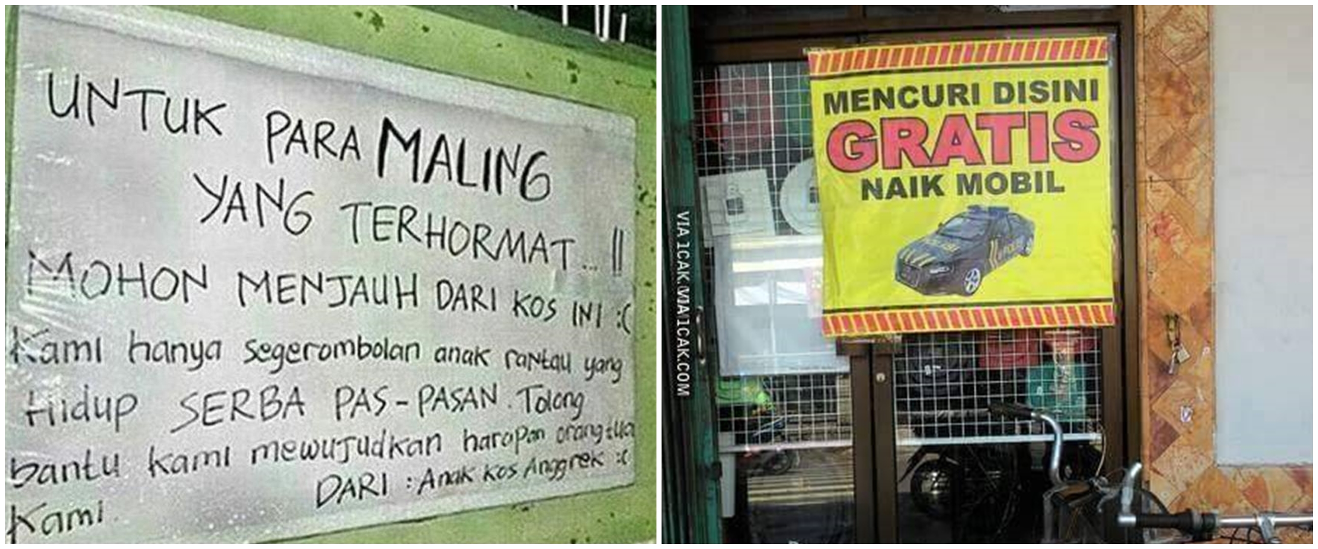 15 Peringatan lucu dilarang mencuri ini bikin maling auto putar balik