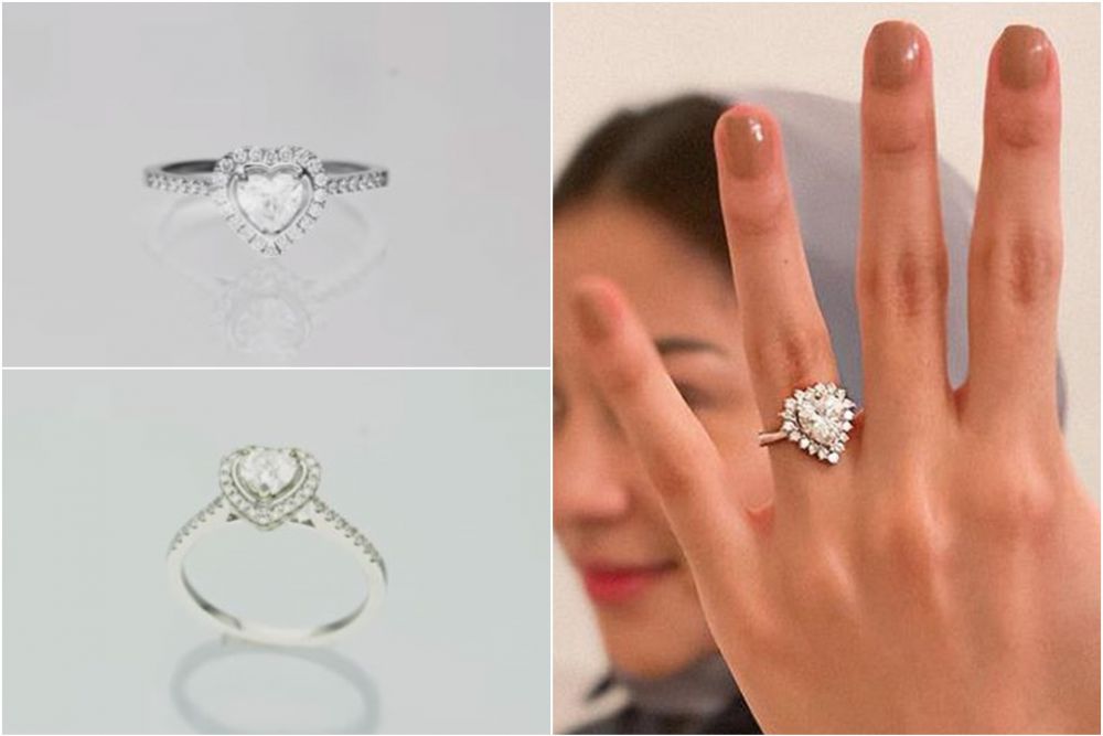 Detail cincin lamaran Ria Ricis, berbentuk hati dan bertabur berlian