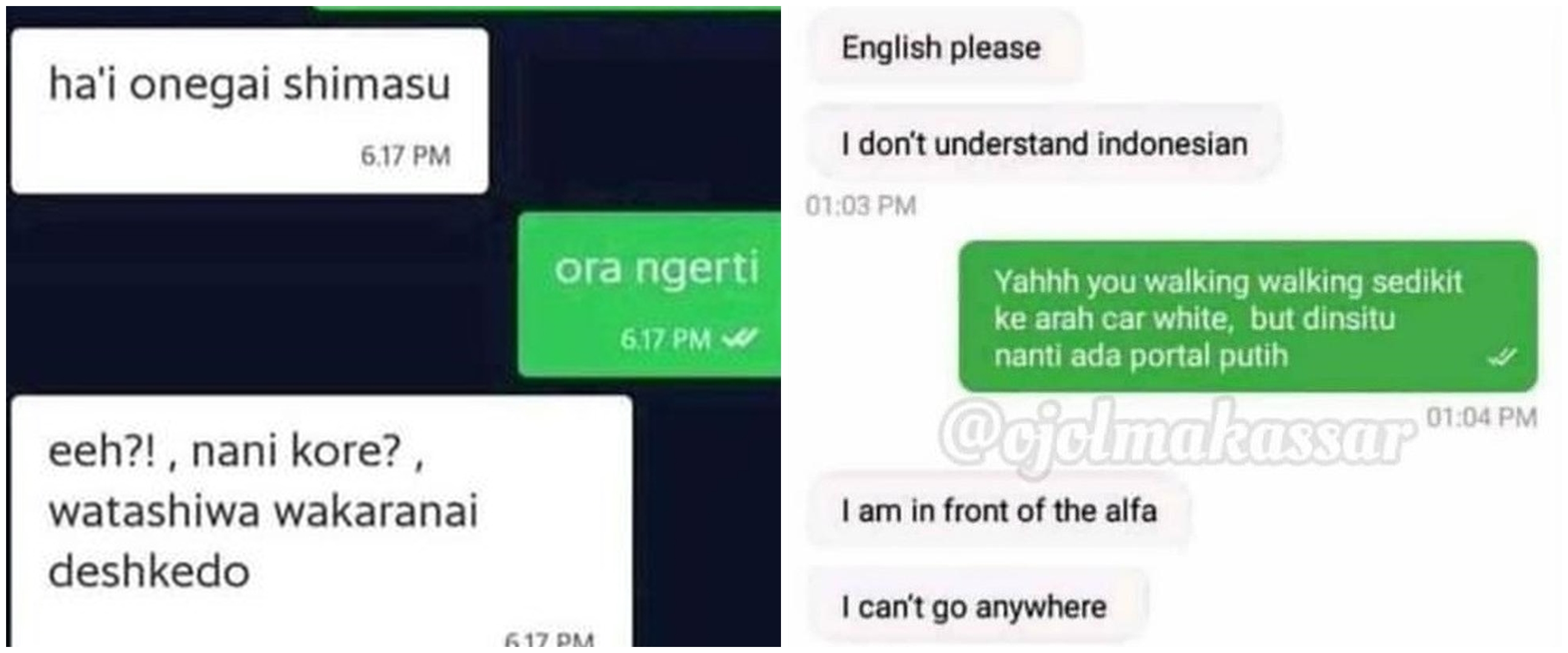 13 Chat lucu pelanggan ojek online balas pakai bahasa asing, kocak