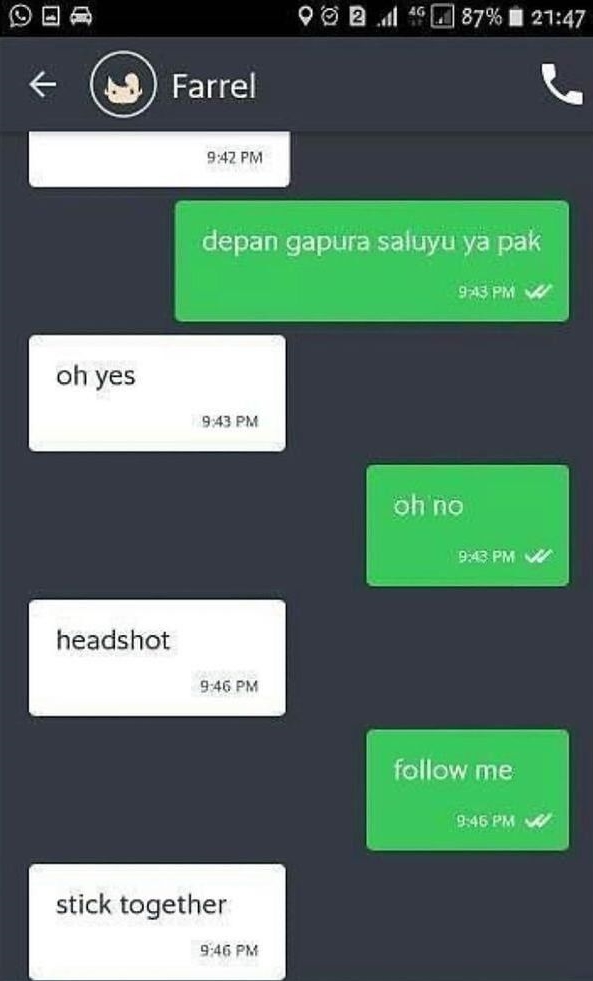 13 Chat lucu pelanggan ojek online balas pakai bahasa asing, kocak
