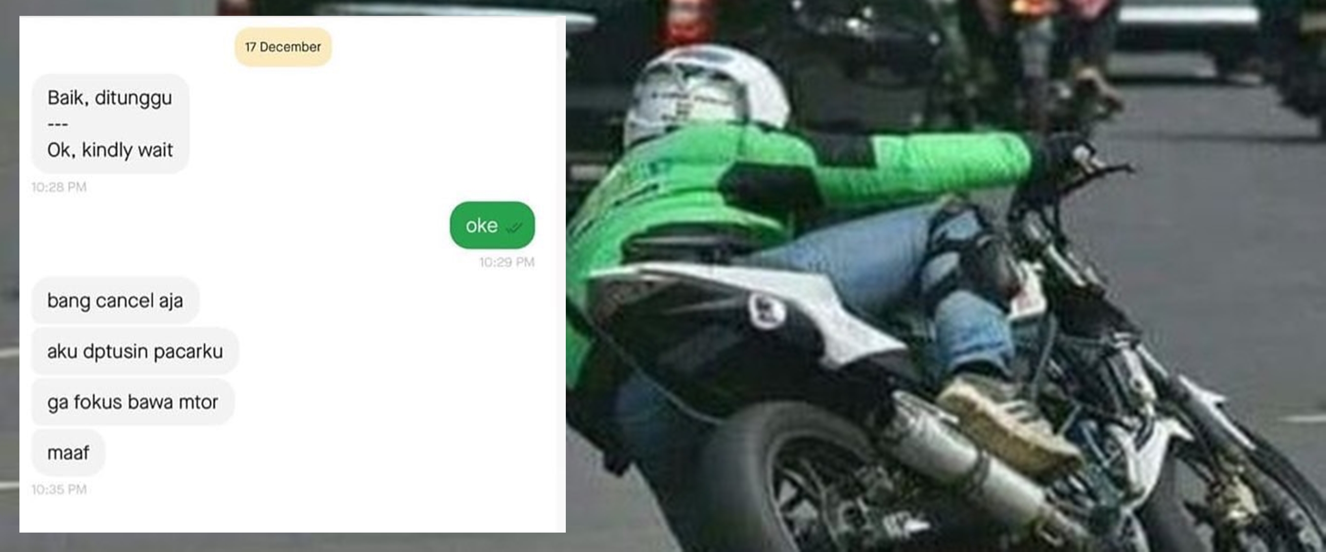 11 Chat lucu alasan driver ojek online cancel orderan, fix bucin