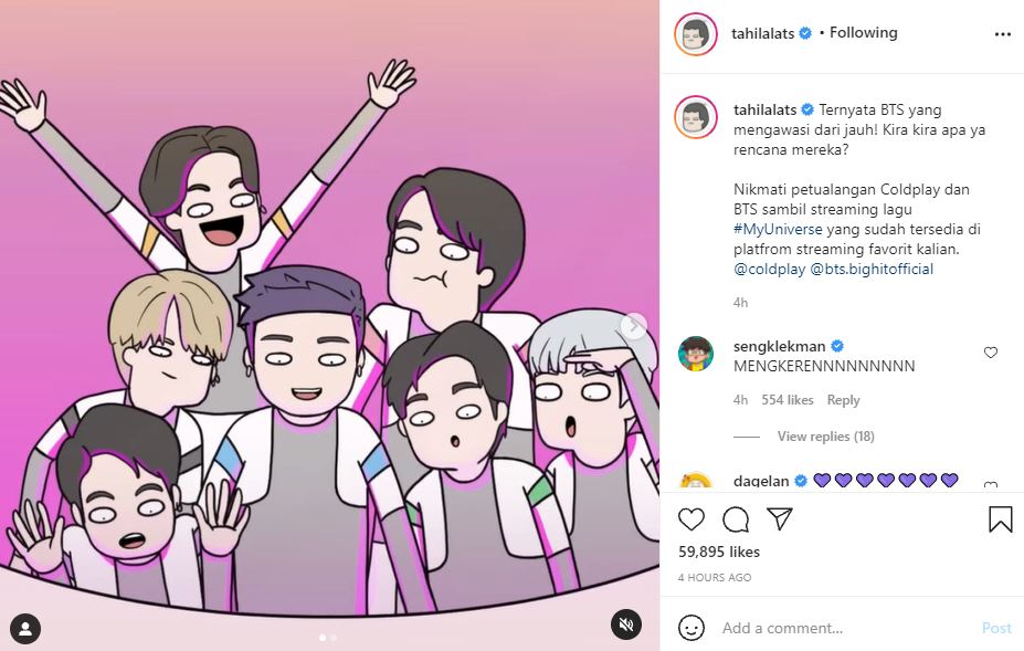 Keren, komik top Indonesia Tahilalats kolaborasi bareng BTS X Coldplay