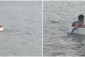 Seberangi sungai pakai styrofoam, perjuangan bocah SD ini bikin salut