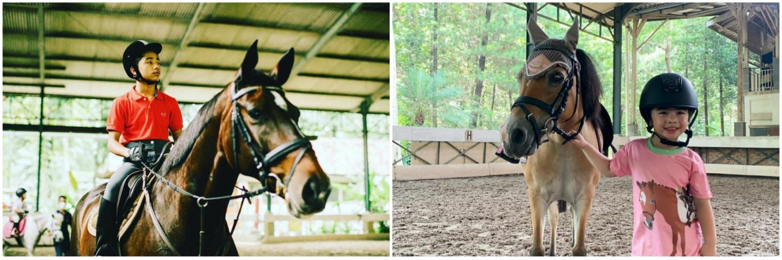 5 Potret anak seleb latihan berkuda, putri Irfan Hakim sempat terjatuh
