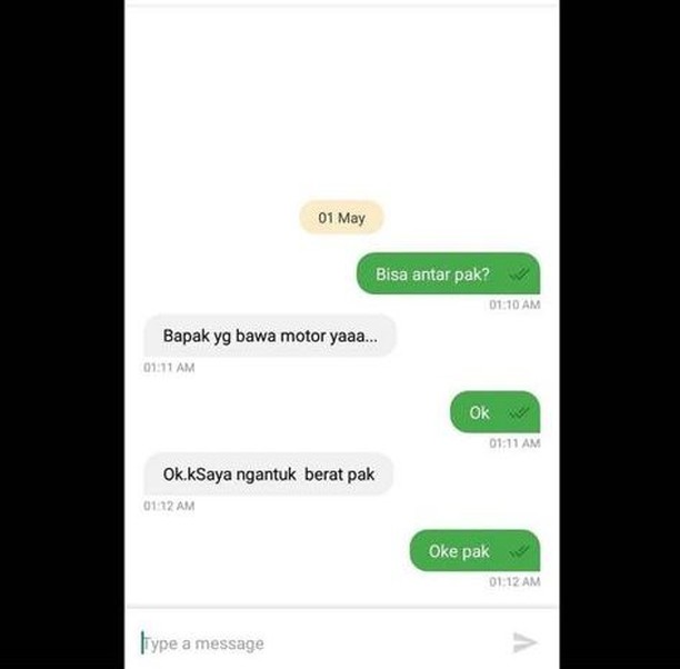 11 Chat lucu driver ojek online kelewat cuek, bikin nyesek hati