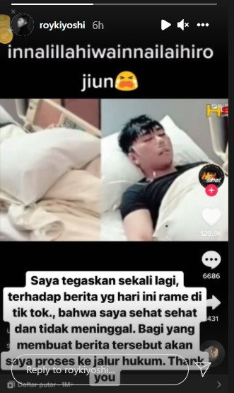 Dikabarkan meninggal dunia, Roy Kiyoshi beri respons menohok