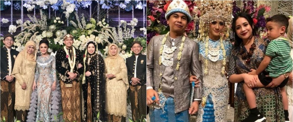 9 Beda gaya Nagita Slavina dan Yuni Shara saat kondangan