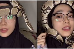 5 Potret hijaber jadikan ular sebagai turban, aksinya bikin merinding