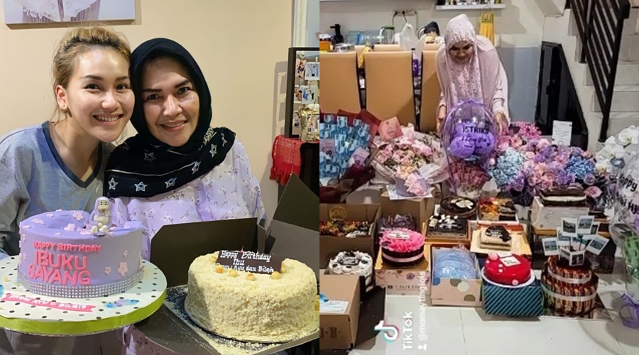 Momen perayaan ultah ibu 7 seleb cantik, Umi Kalsum banjir buket uang