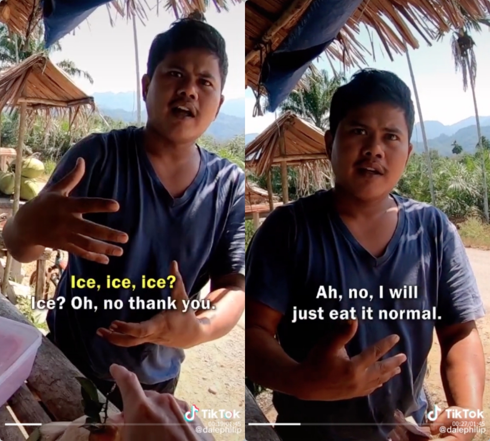 Jujur dan pede berbahasa Inggris, penjual es kelapa dipuji warganet