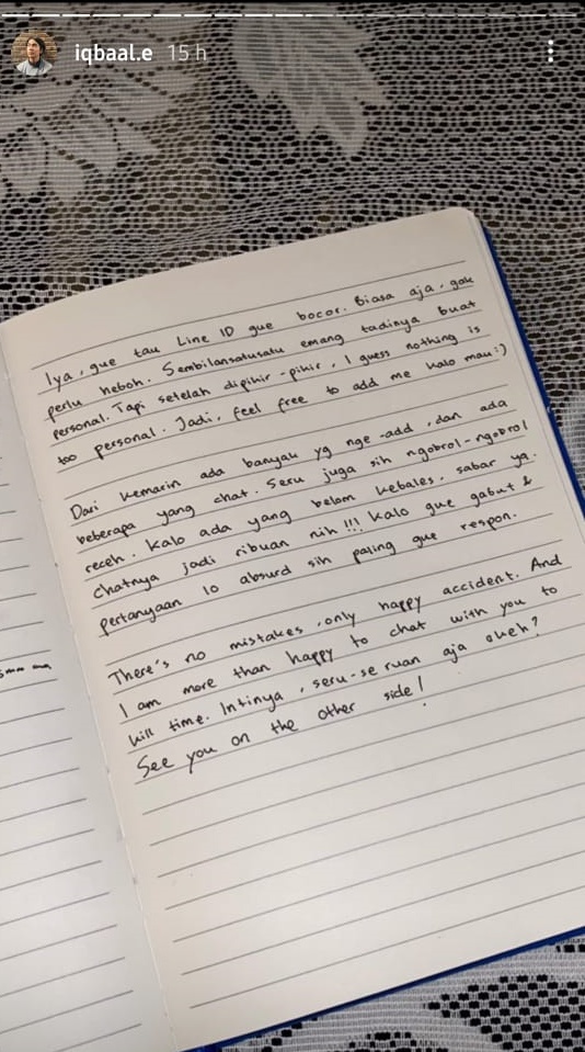 Line ID bocor di media sosial, ini tanggapan bijak Iqbaal Ramadhan