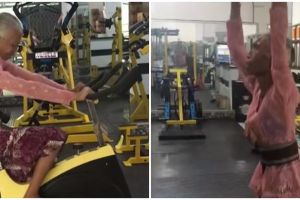 Viral nenek berkebaya fitnes di gym, bikin salut sekaligus ngilu
