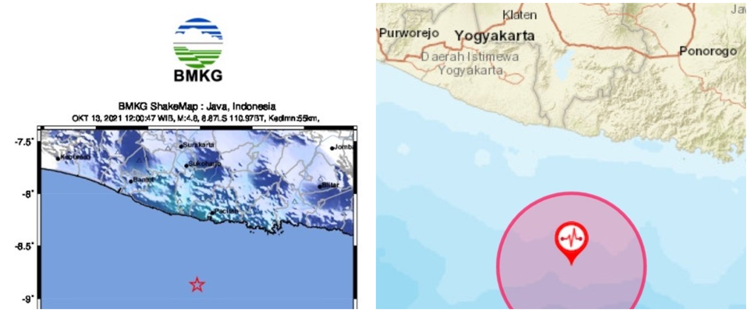Gempa magnitudo 4.8 guncang pesisir Jogja, terasa hingga Jawa Timur