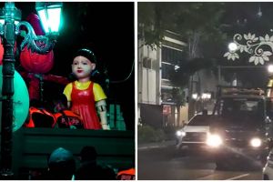 Picu kerumunan, boneka Squid Game di Surabaya diangkut satpol PP