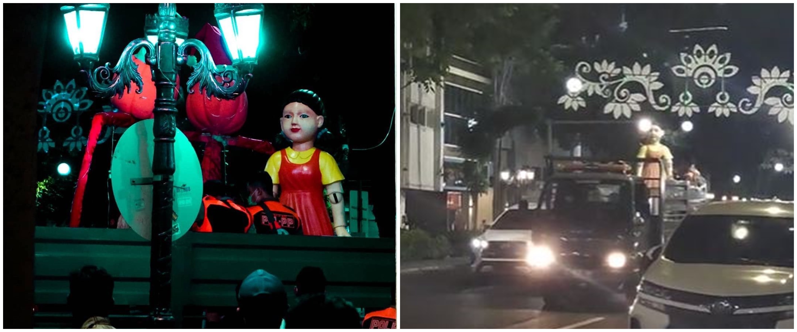 Picu kerumunan, boneka Squid Game di Surabaya diangkut satpol PP