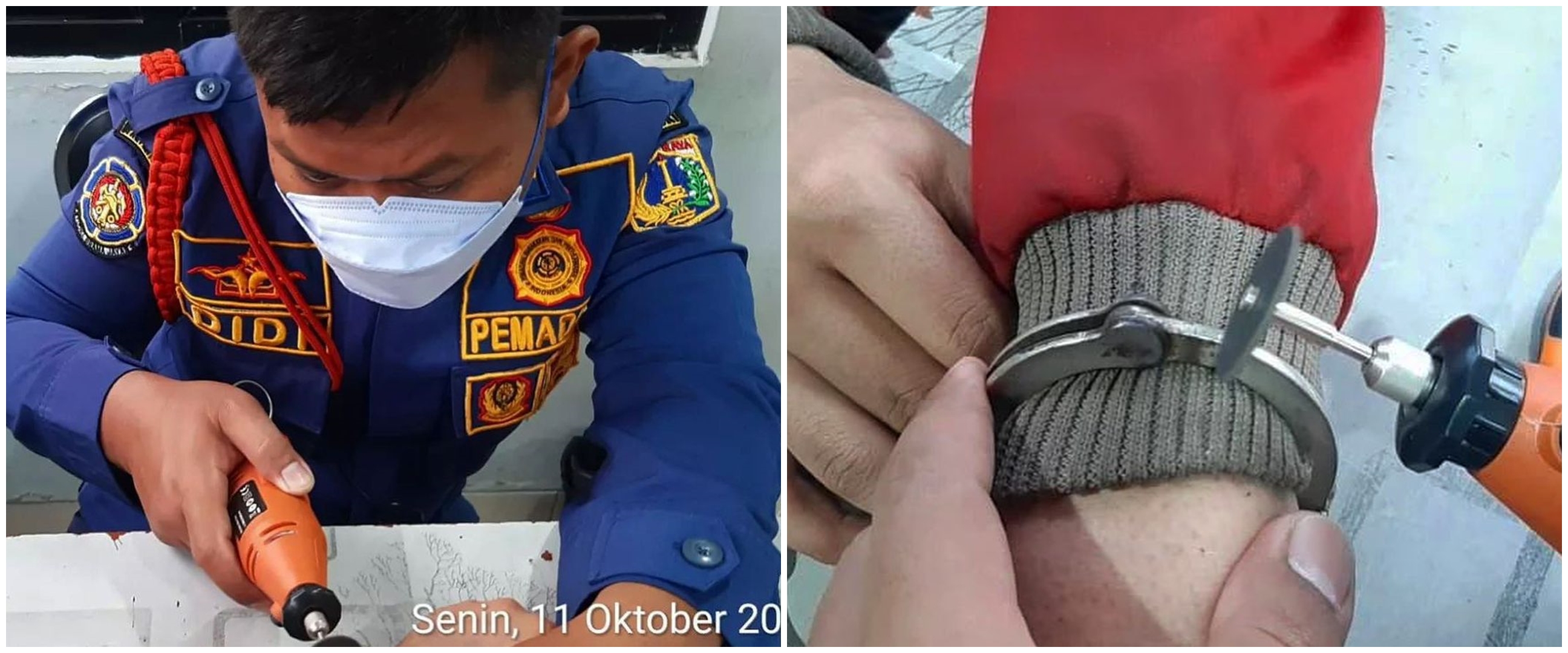 Aksi petugas pemadam kebakaran bantu bongkar borgol ini tuai pujian