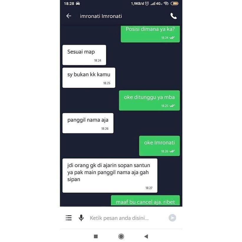 13 Chat absurd pelanggan ojek online ini bikin driver pusing sendiri