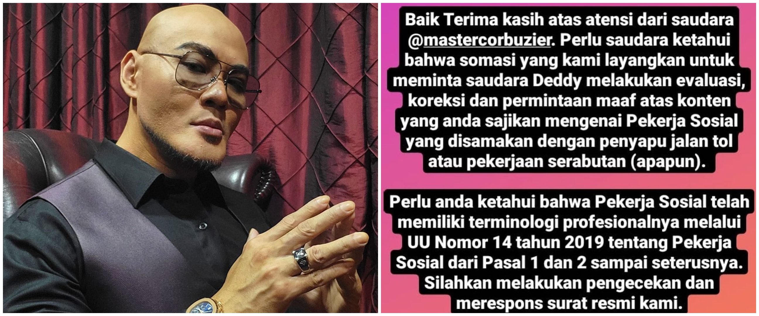 Reaksi keras Deddy Corbuzier atas somasi soal sanksi Rachel Vennya