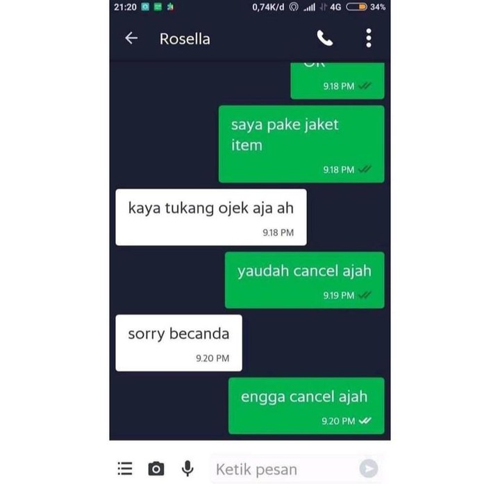 13 Chat lucu alasan driver ojek online gagal narik, absurd pol