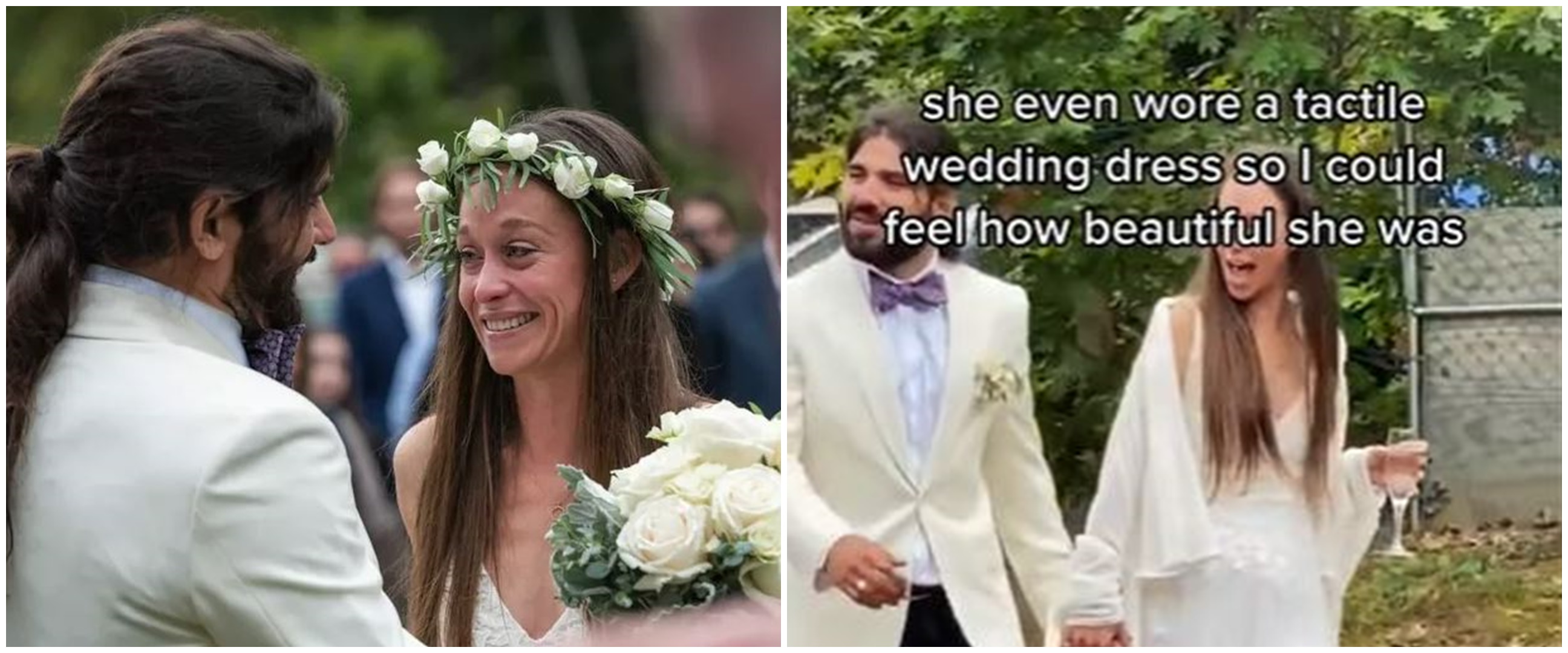 Nikahi pria buta, wanita ini pilih gaun taktil yang bisa dirasakan