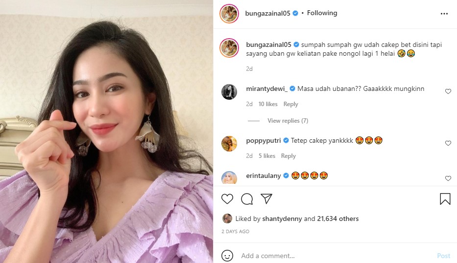 Percaya diri unggah potret rambut beruban, Bunga Zainal tuai pujian