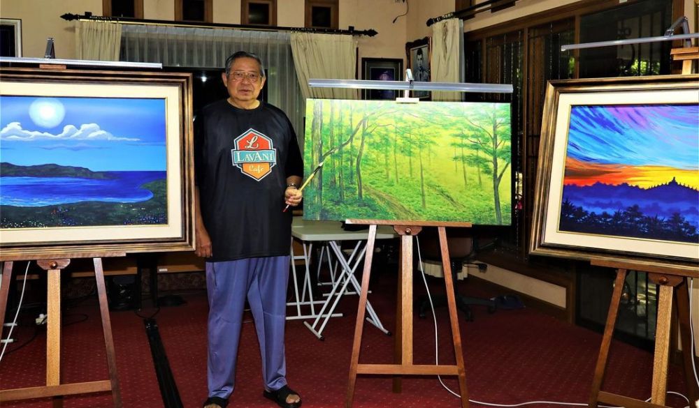 9 Potret lukisan karya SBY, terinspirasi jepretan foto mendiang istri