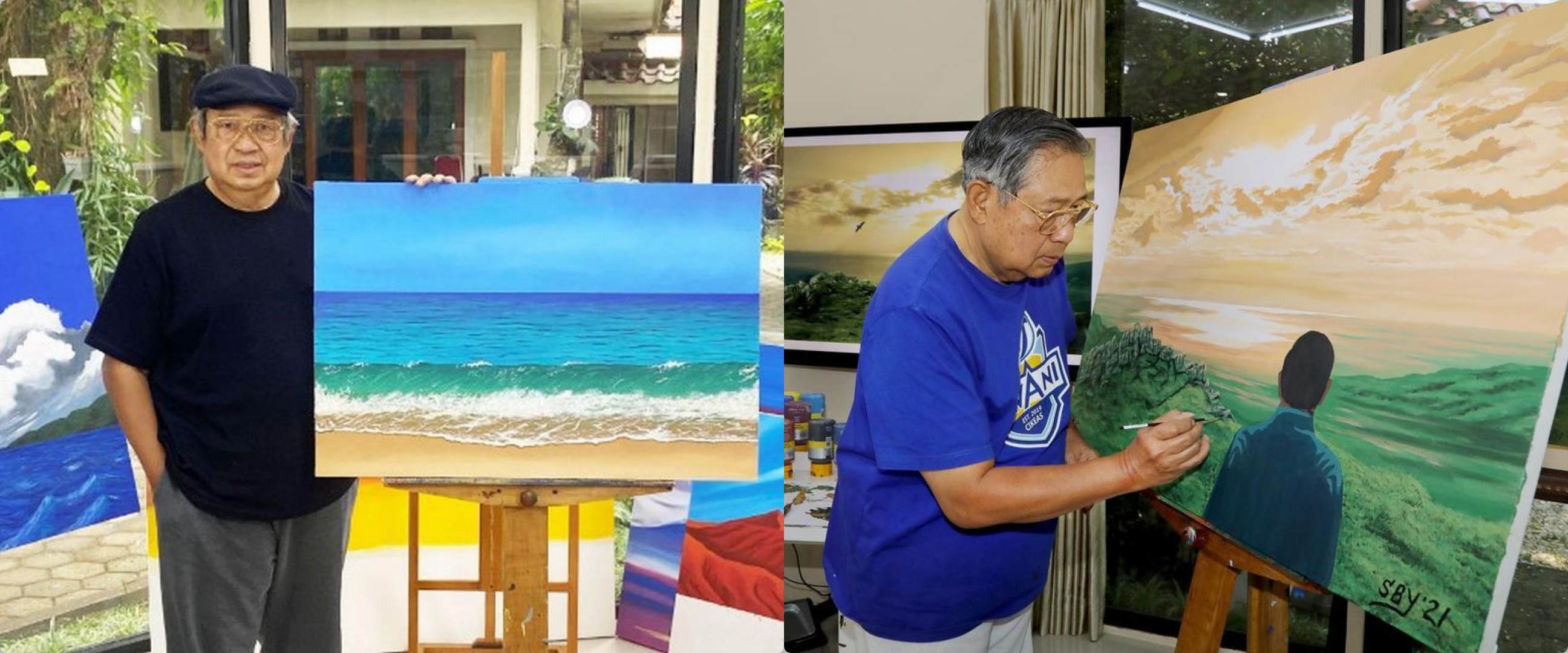 9 Potret lukisan karya SBY, terinspirasi jepretan foto mendiang istri