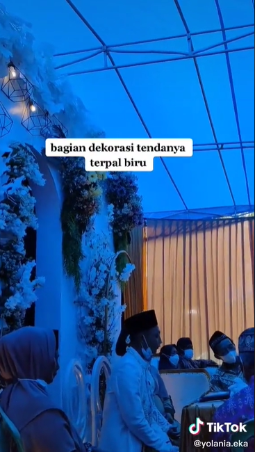 Salah pilih dekorasi, pelaminan dua sejoli ini malah mirip akuarium