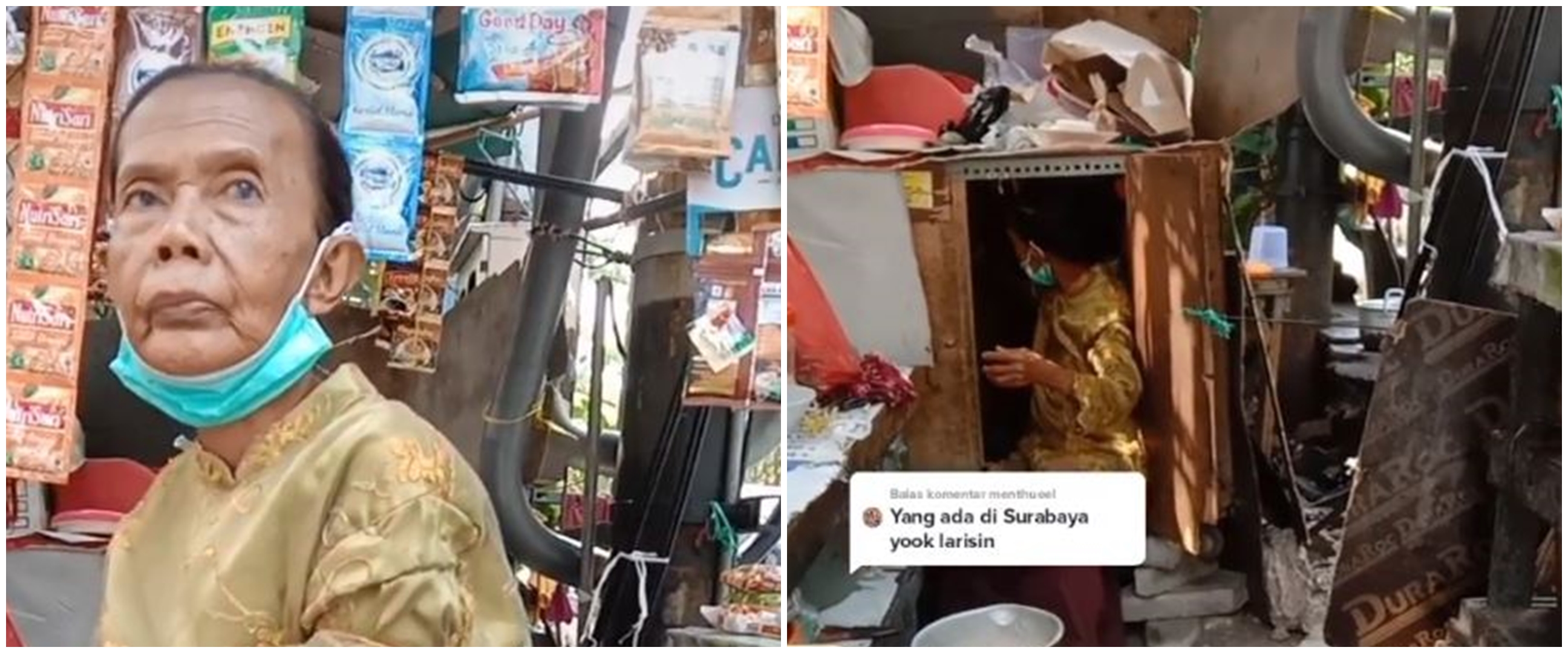 Sebatang kara, nenek penjual minuman di Surabaya tinggal di lemari