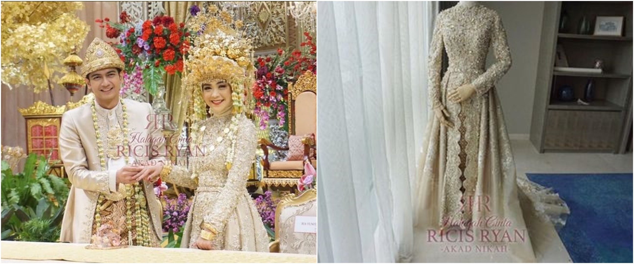 7 Detail baju akad nikah Ria Ricis dan Teuku Ryan, adat Minang modern