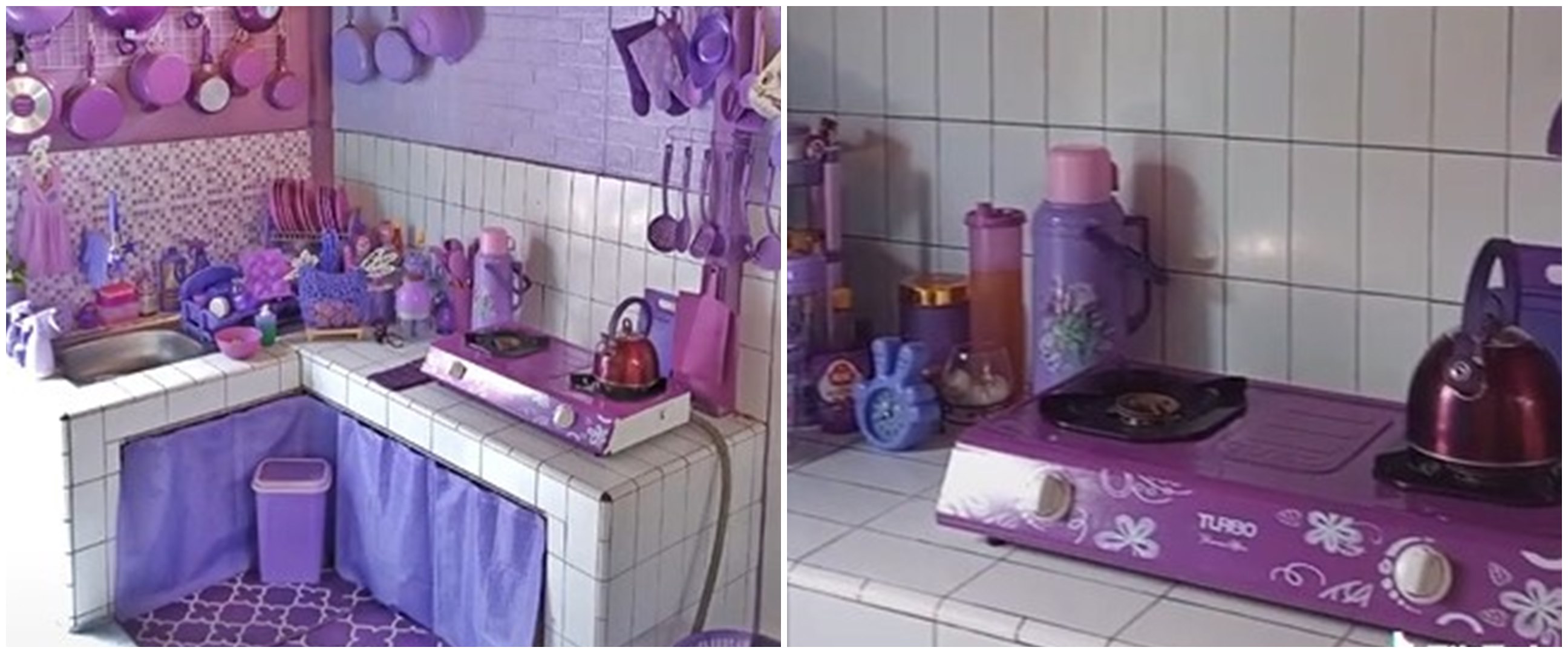 Wanita ini punya dapur unik serba ungu, begini 9 penampakan detailnya