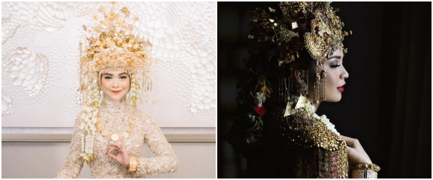 Gaya 12 seleb pakai baju Palembang saat nikah, atributnya sarat makna