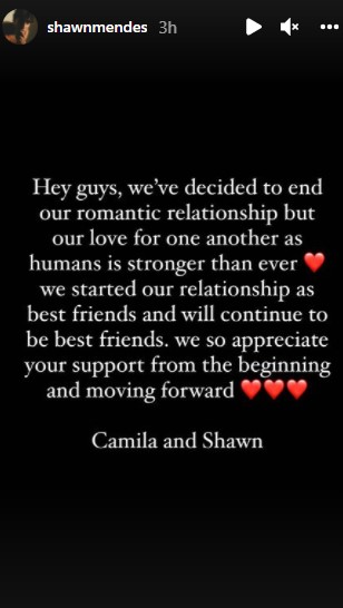 Sama-sama umumkan di medsos, Shawn Mendes dan Camila Cabello putus