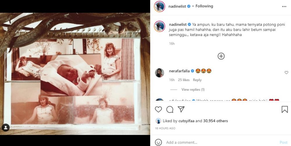 Nadine Chandrawinata unggah foto lawas ibu, disebut mirip Putri Diana