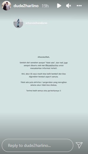 Instagram Alyssa Soebandono dihack, begini klarifikasi Dude Harlino