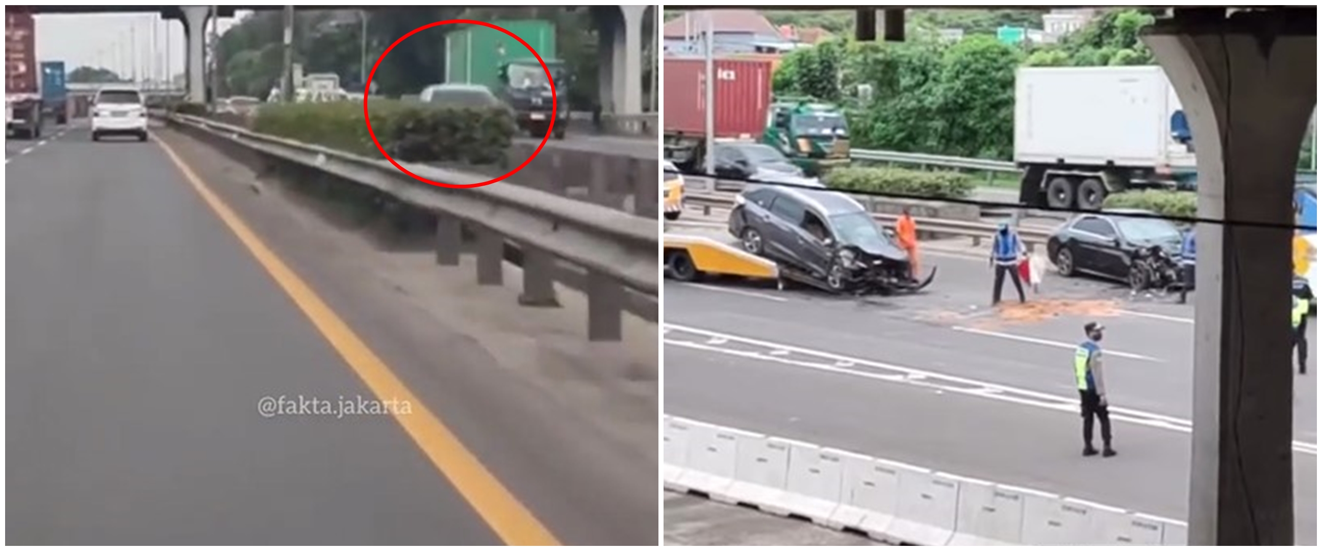 Disopiri lansia, sedan Mercy tabrak dua mobil karena lawan arus di tol