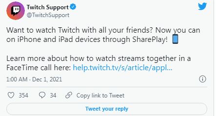 Kini Twitch mendukung nobar streaming dengan Apple SharePlay